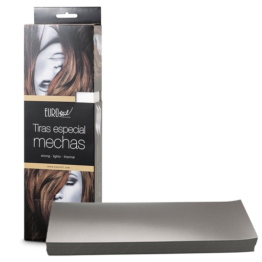 [04679/54   ] CAJA 200 TIRAS PAPEL MECHAS PLASTIFICADAS PLATA 9,5X30CM - EUROSTIL