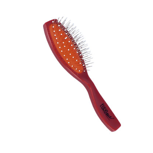 [00158/1] CEPILLO PUAS METAL Y BOLA CON FUELLE Y MANGO DE PLASTICO ROJO - EUROSTIL