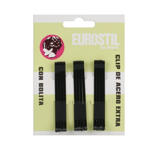 [01605/50   ] CARTÓN 12 CLIPS NEGRO 55MM - EUROSTIL