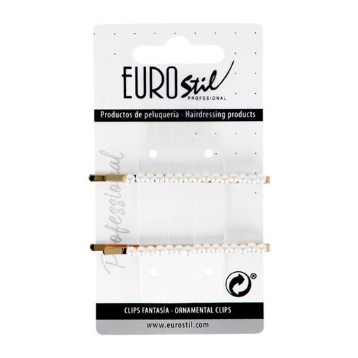 [06932] CLIP 2 UDS DORADO LARGO CON PERLAS - EUROSTIL