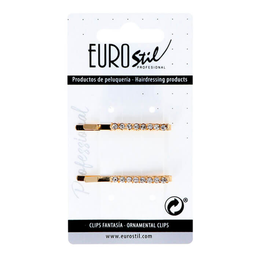 [06937] CLIPS 2UD DORADOS RECTANGULAR LARGOS CON PERLAS - EUROSTIL
