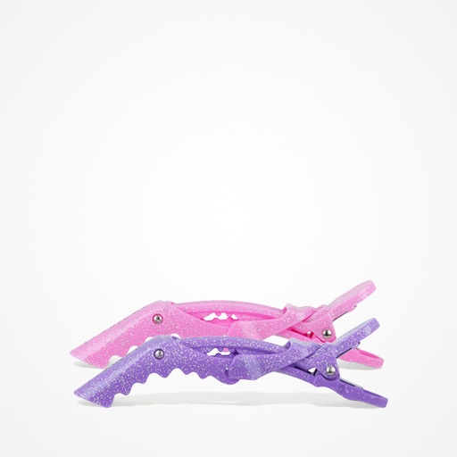 [BFFRA91055] PINZAS DE GOMA CON PURPURINA EN ROSA Y LILA (PACK 4 UNIDS) - FRAMAR