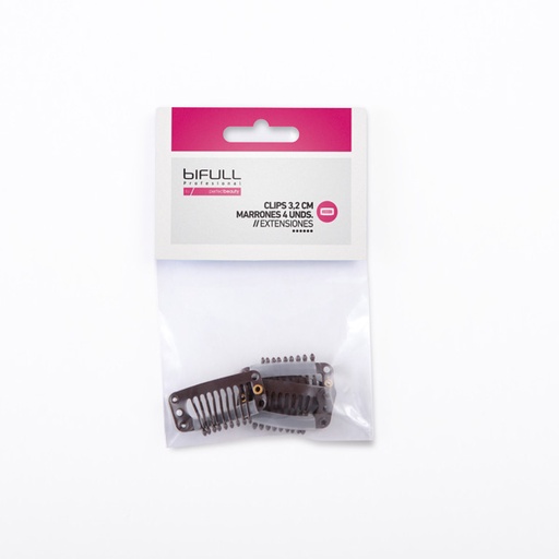 [BFEXT78022 9058] PACK 4UD CLIPS EXTENSIONES 3.2CM CASTAÑOS - BIFULL