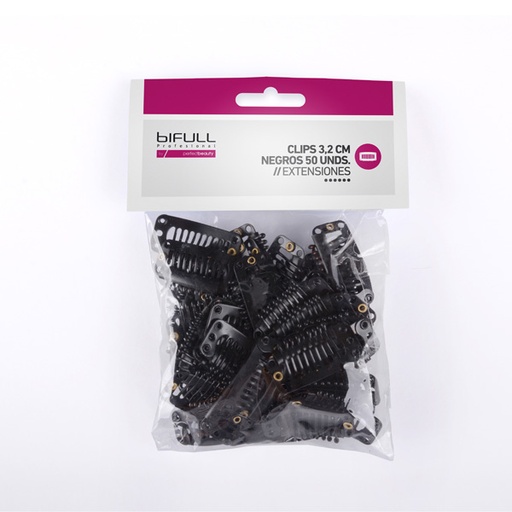 [BFEXT78016 9031] PACK 50UD CLIPS EXTENSIONES 3.2CM NEGROS - BIFULL