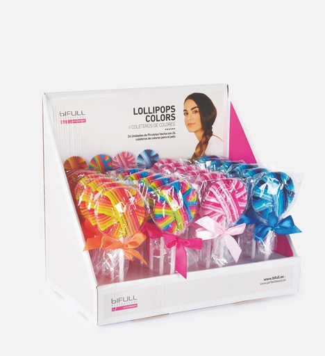 [BFUTI44097 27421] EXPOSITOR PIRULETAS DE COLORES LOLLIPOPS COLORS 24 UNIDS - BIFULL