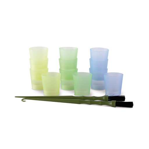 [BFCOL40813 12103] KIT 12 VASOS TINTE + 2 PALETINAS  PARA MECHAS COLORES VARIOS - BIFULL